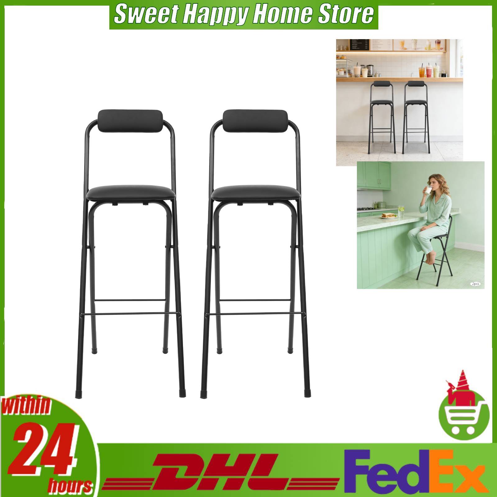 Commercial Kitchen Hardware - Lot de 2 tabourets de bar