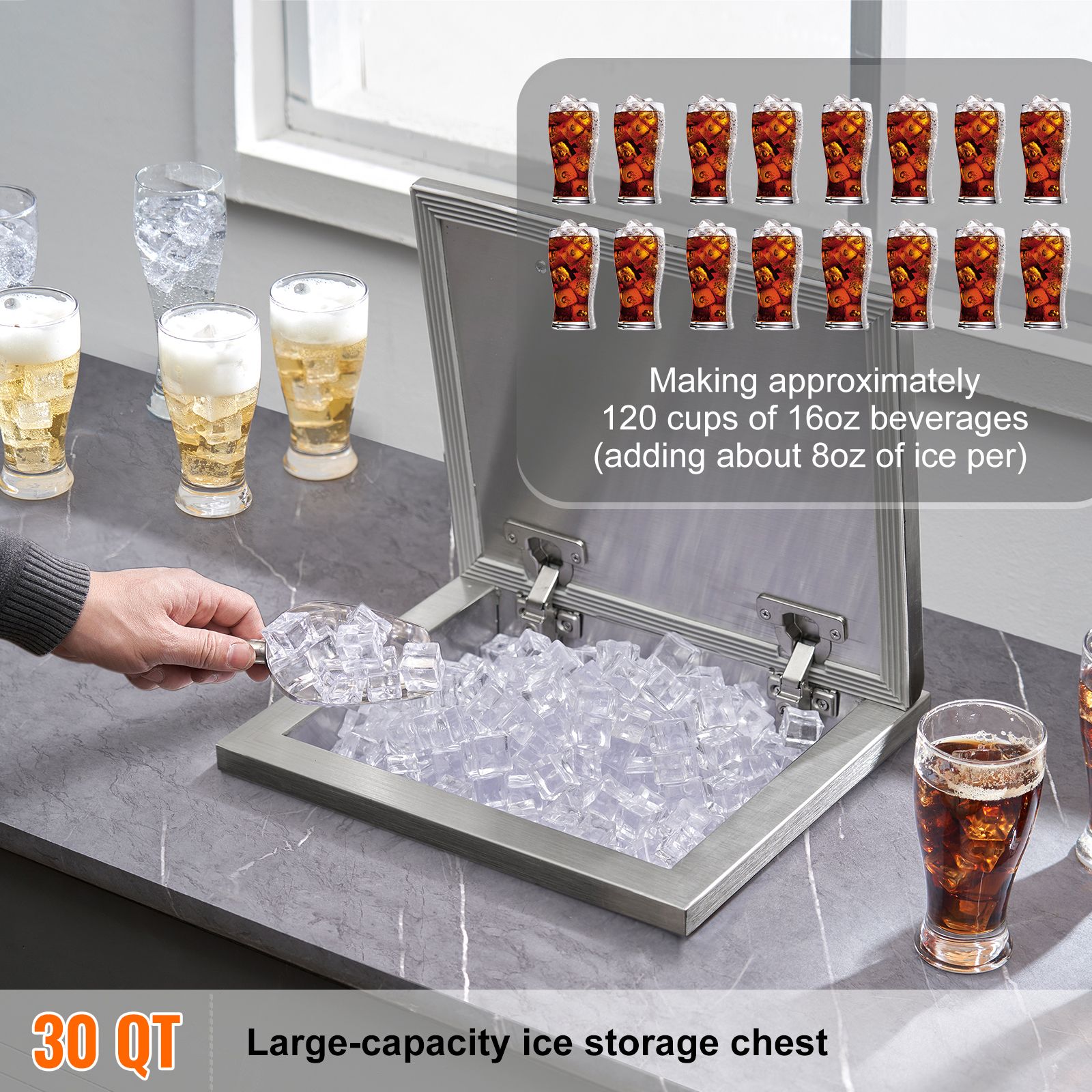 Glacière à glace en acier inox - Commercial Kitchen Bin avis et prix